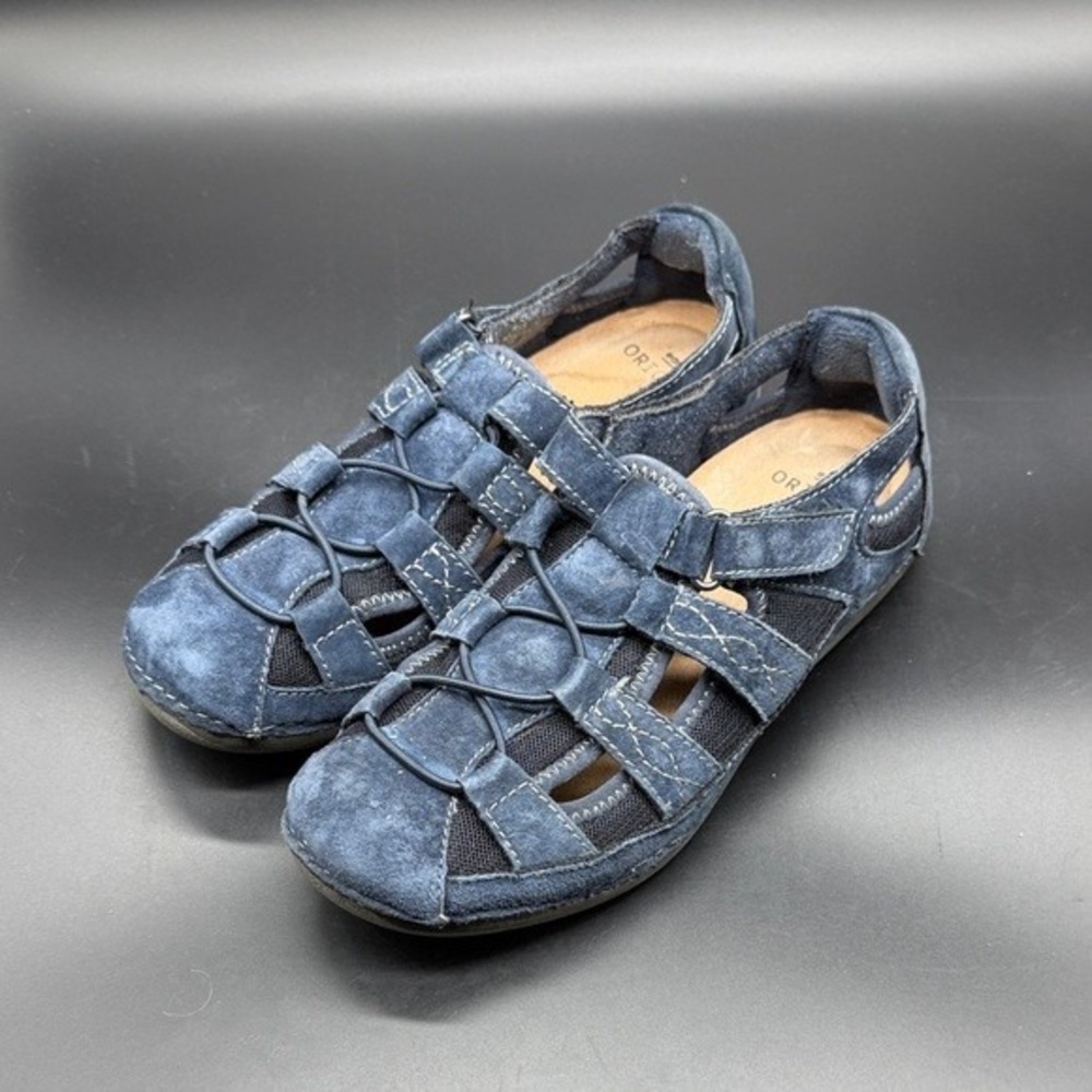 Earth Origins Pierce Navy Blue Suede Fisherman Sandals Womens‎ 7.5 M Blueberry